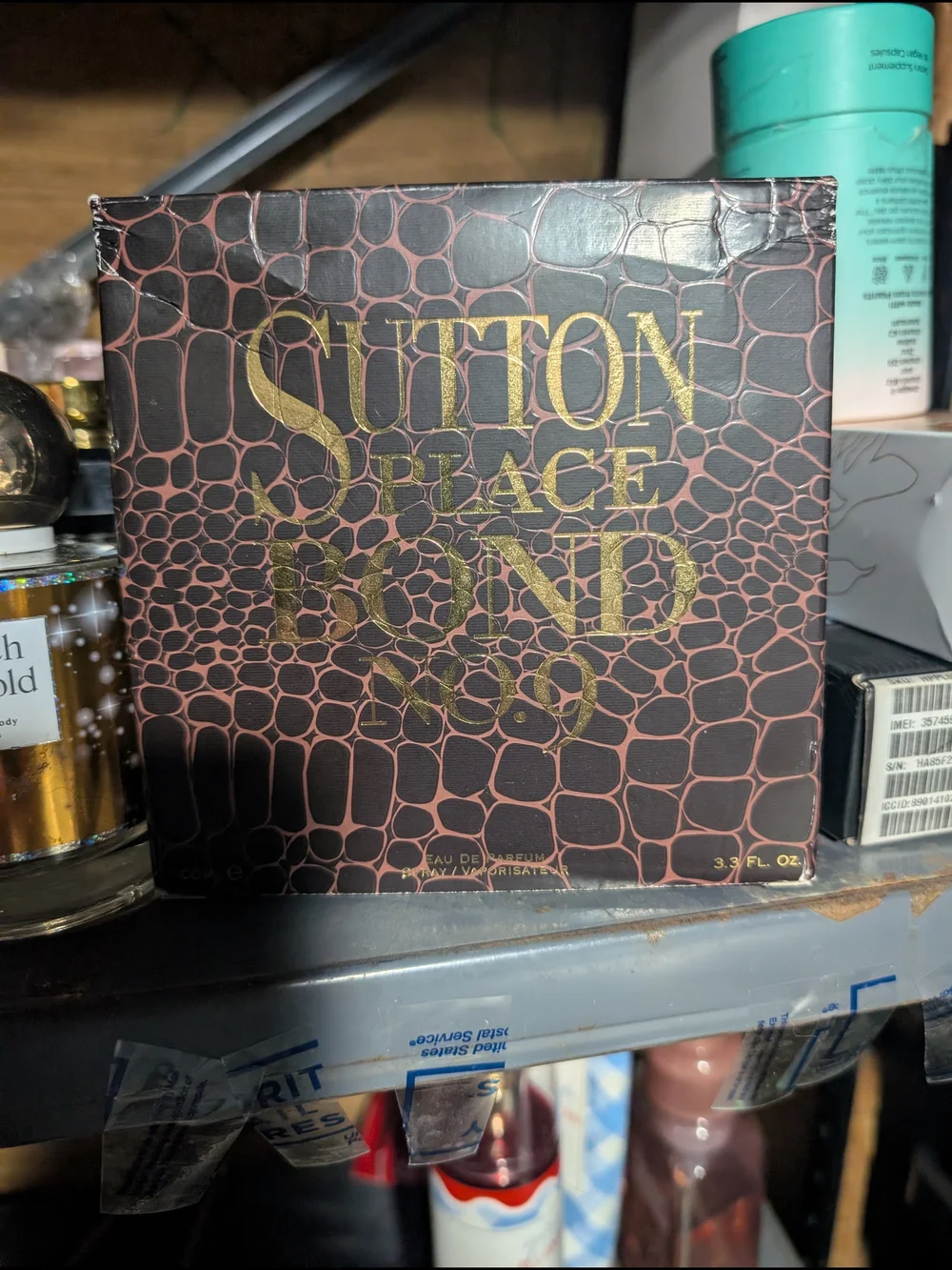Sutton Place Brown Leather-Textured Men’s Fragrance Bottle 3.3 Oz